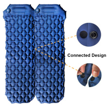 Hand Pump Quick Inflating Double Camping Sleeping Mats Airbed, Button Connection Inflatable Air Mattress-